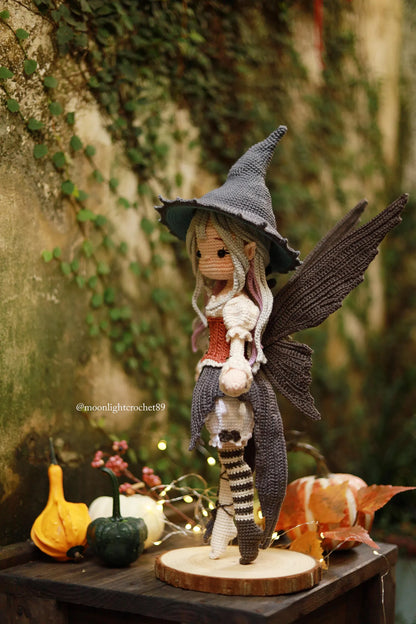 Halloween Witch Fairy Crochet Doll Pattern, Myrella Amigurumi Doll PDF, Crochet Pattern